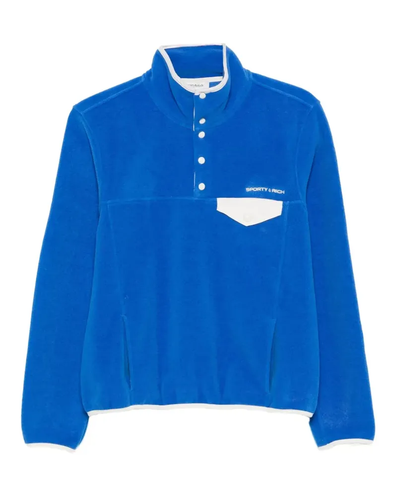 SPORTY & RICH Fleece-Sweatshirt mit Logo-Stickerei - Blau Blau