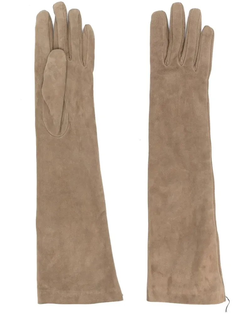 Brunello Cucinelli Lange Handschuhe aus Wildleder - Grün Grün