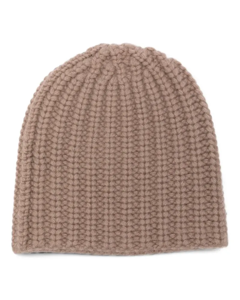 Liska chunky-knit cashmere beanie hat - Nude Nude