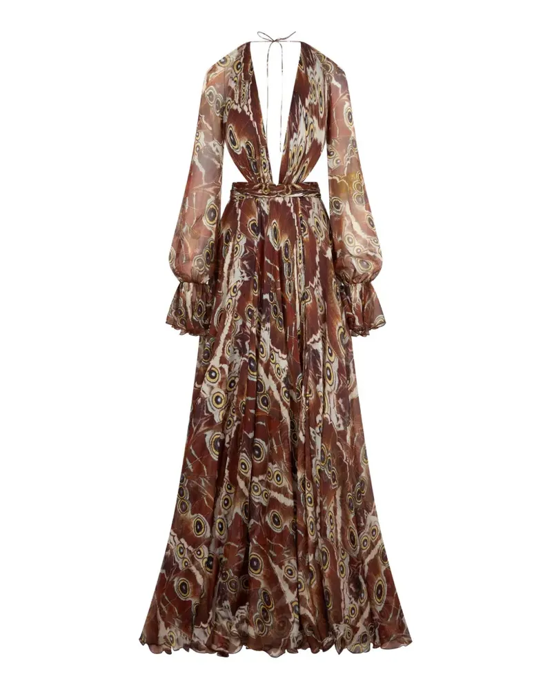 Roberto Cavalli butterfly-print maxi dress - Braun Braun