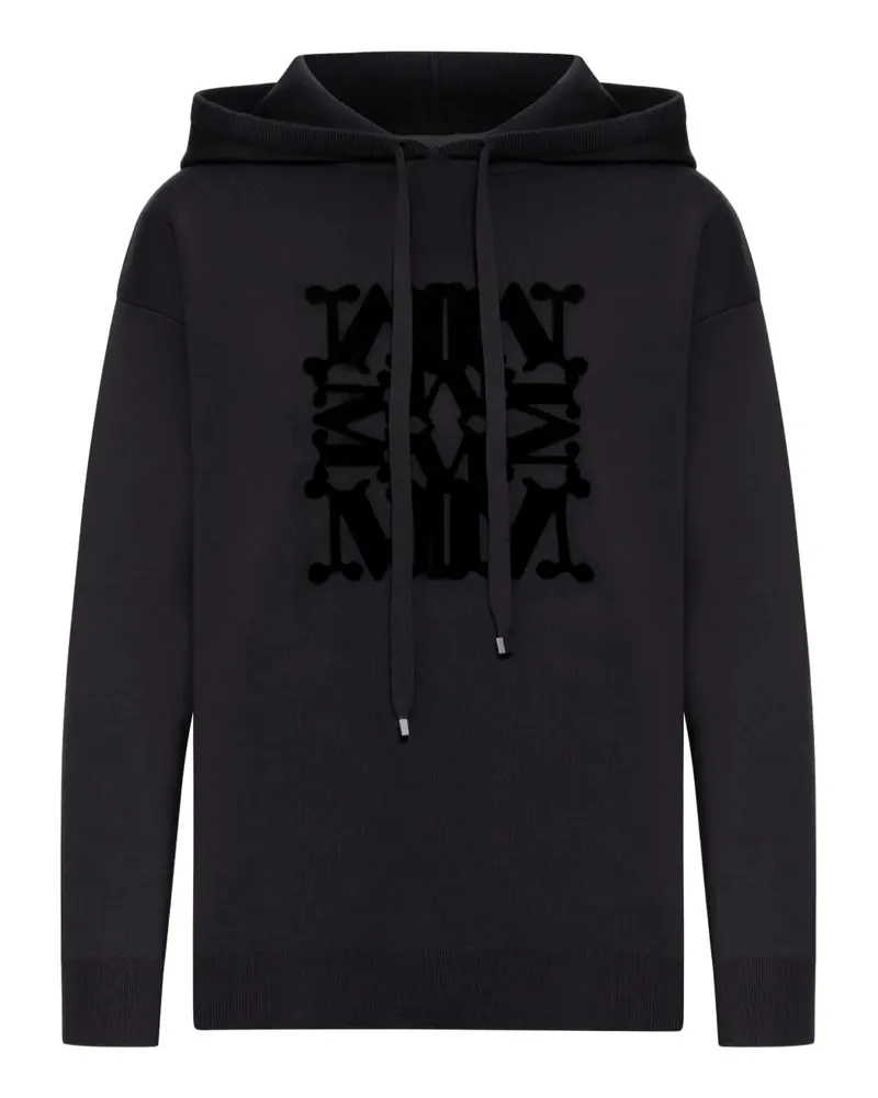 Max Mara Hoodie mit Samt-Logo - Schwarz Schwarz