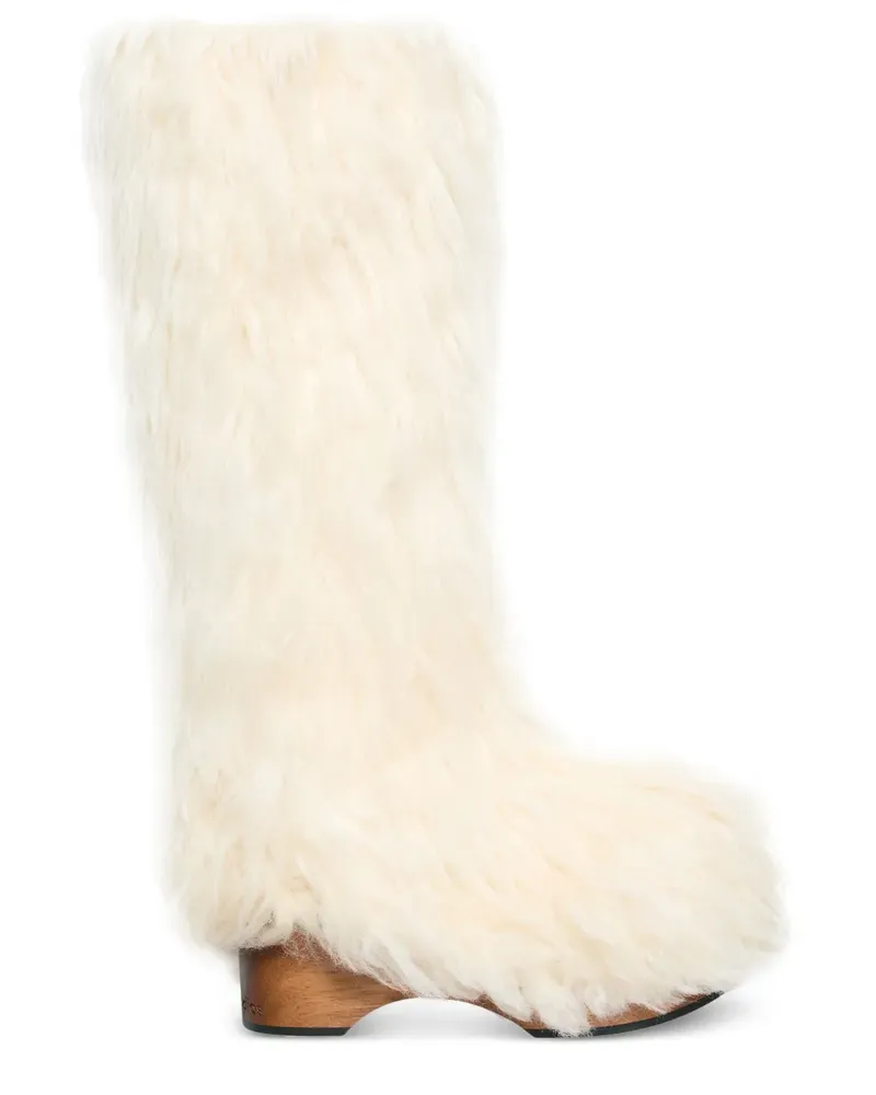 Acne Studios Clog-Stiefel mit Pelzbesatz - Weiß Weiß