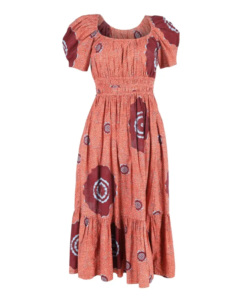 Ulla Johnson puffed-sleeve printed midi dress - Rot Rot