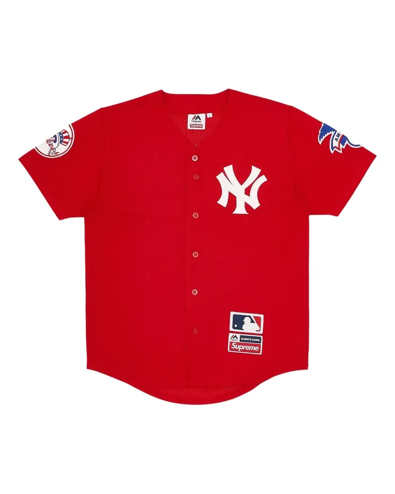 Supreme Being New York Yankees logo-patch baseball jersey - Rot Rot