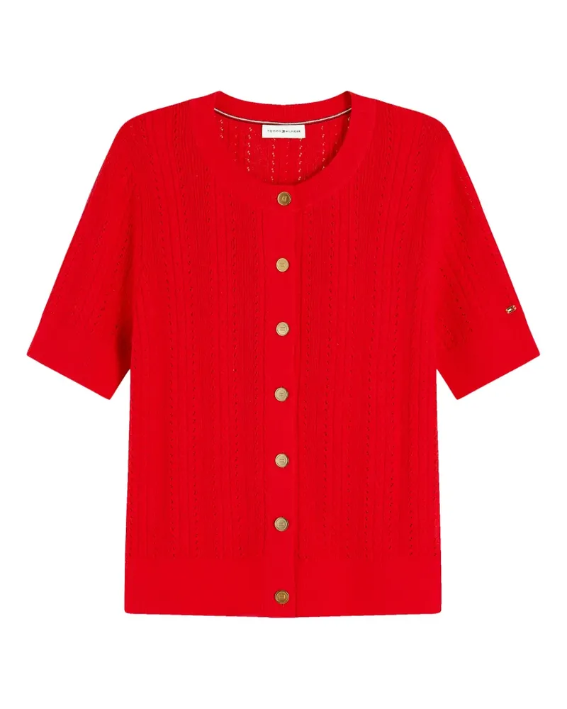 Tommy Hilfiger cable-knit short-sleeve cardigan - Rot Rot