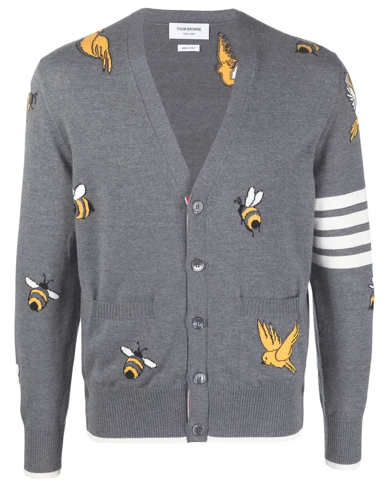 Thom Browne Cardigan mit Intarsienmuster - Grau Grau