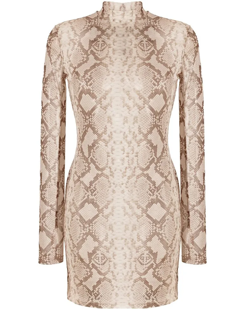 Philipp Plein Kleid mit Schlangenleder-Print - Nude Nude