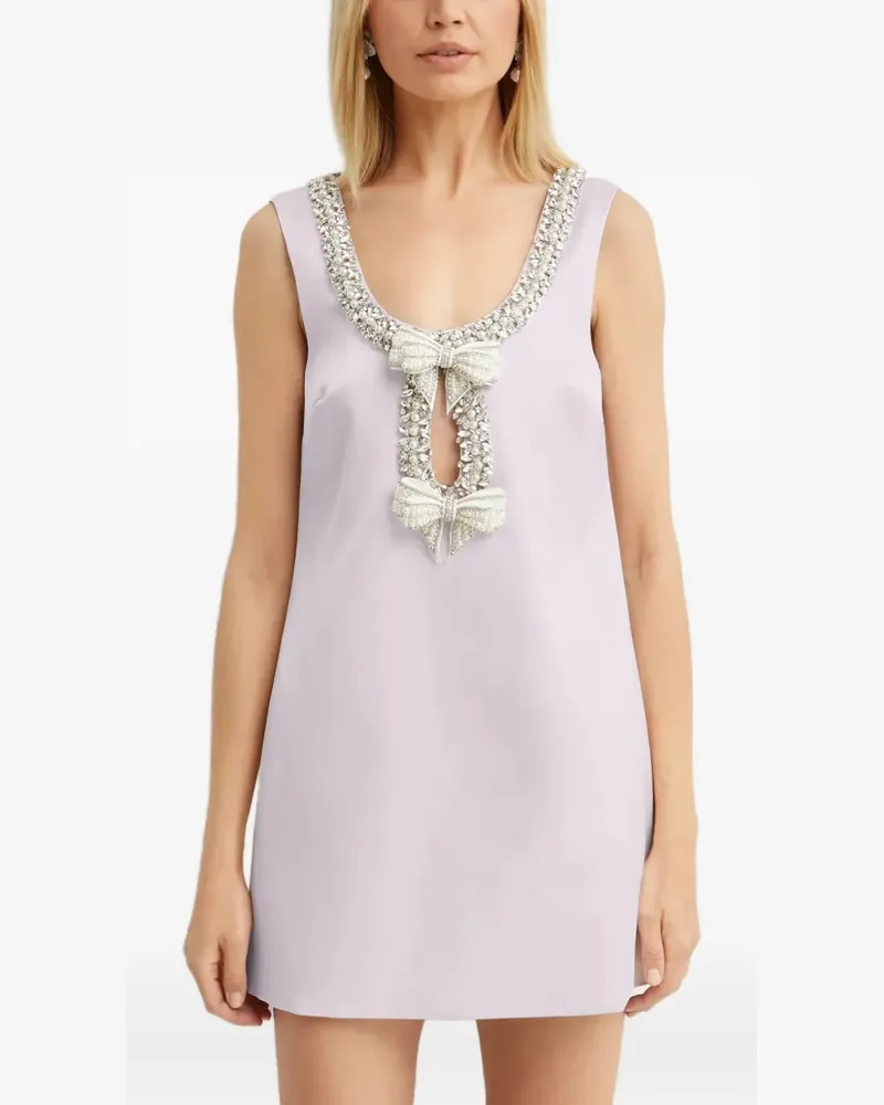 Self-Portrait crystal-embellished bow mini dress - Rosa Rosa