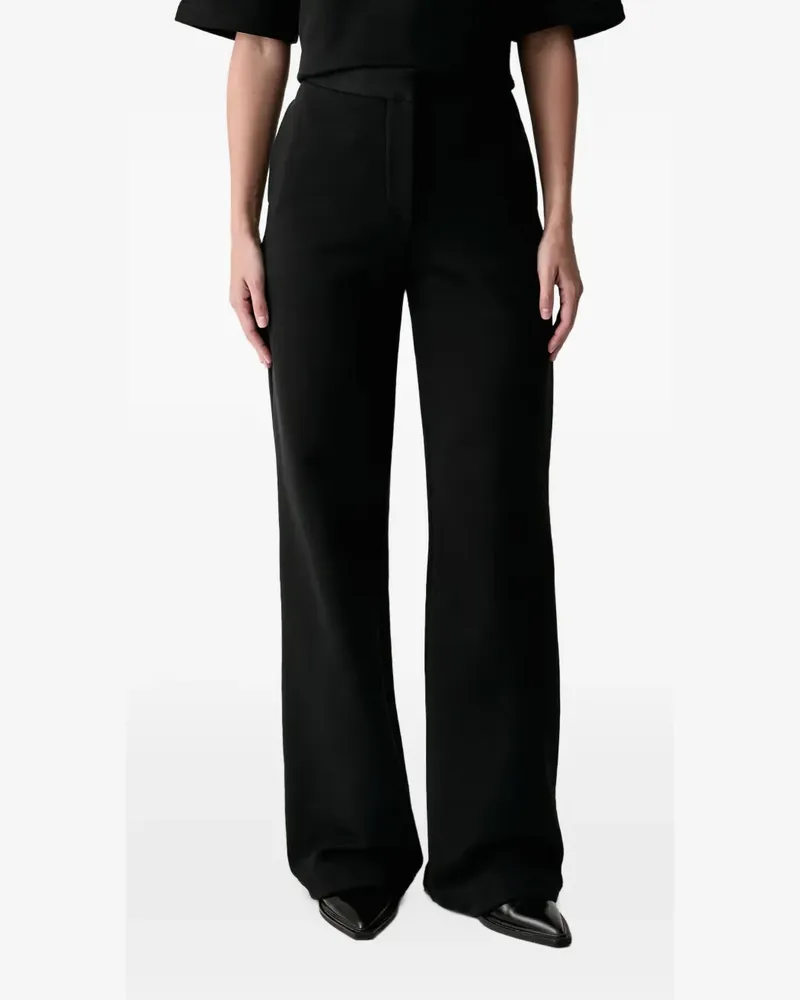 MSGM Weite Hose mit Logo-Stickerei - Schwarz Schwarz