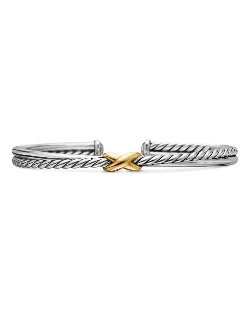 David Yurman 18kt Petite X Center Station Gelbgold- und Sterlingsilberarmband 5,2mm Silber