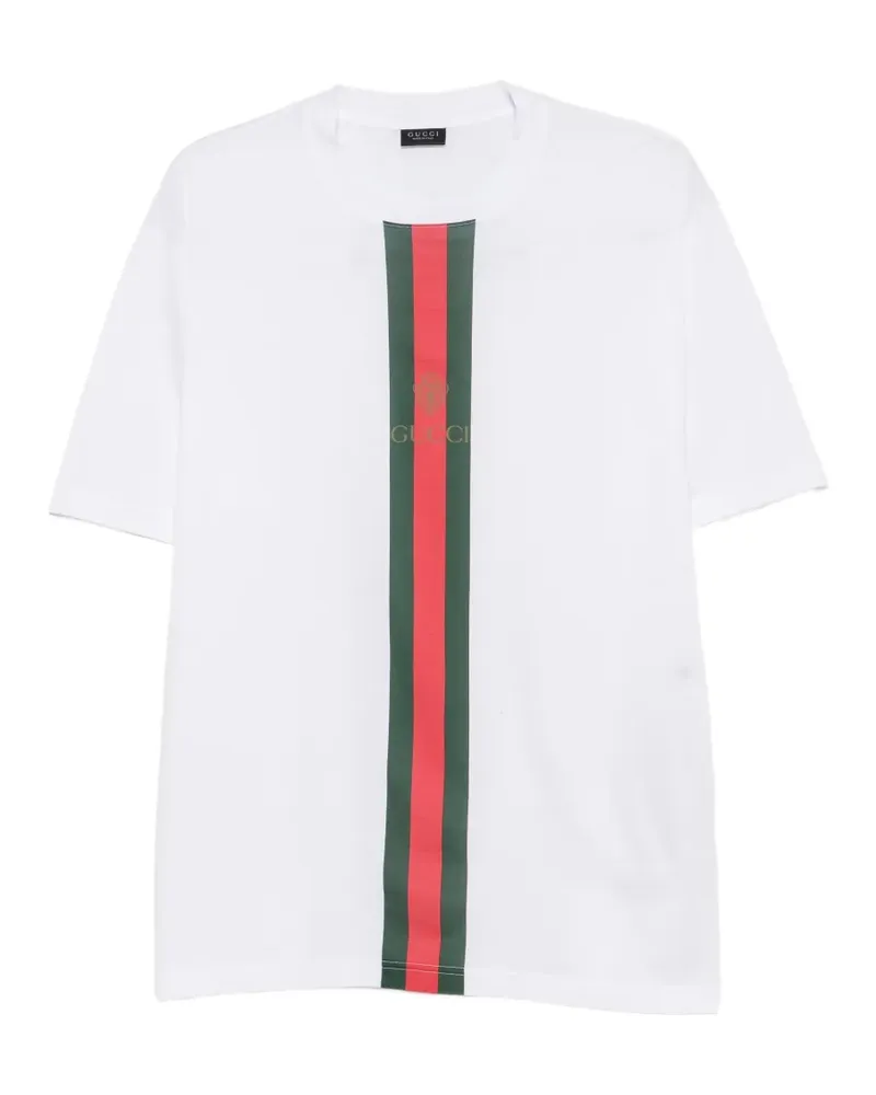 Gucci Logo-T-Shirt mit Webstreifen - Weiß Weiß