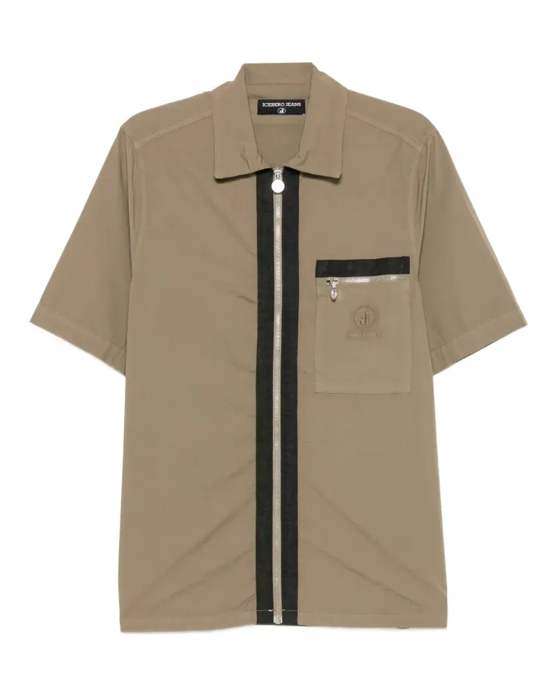 Iceberg zip-up contrast-trim shirt - Grün Grün