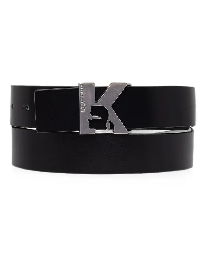 Karl Lagerfeld logo-plaque leather belt - Schwarz Schwarz