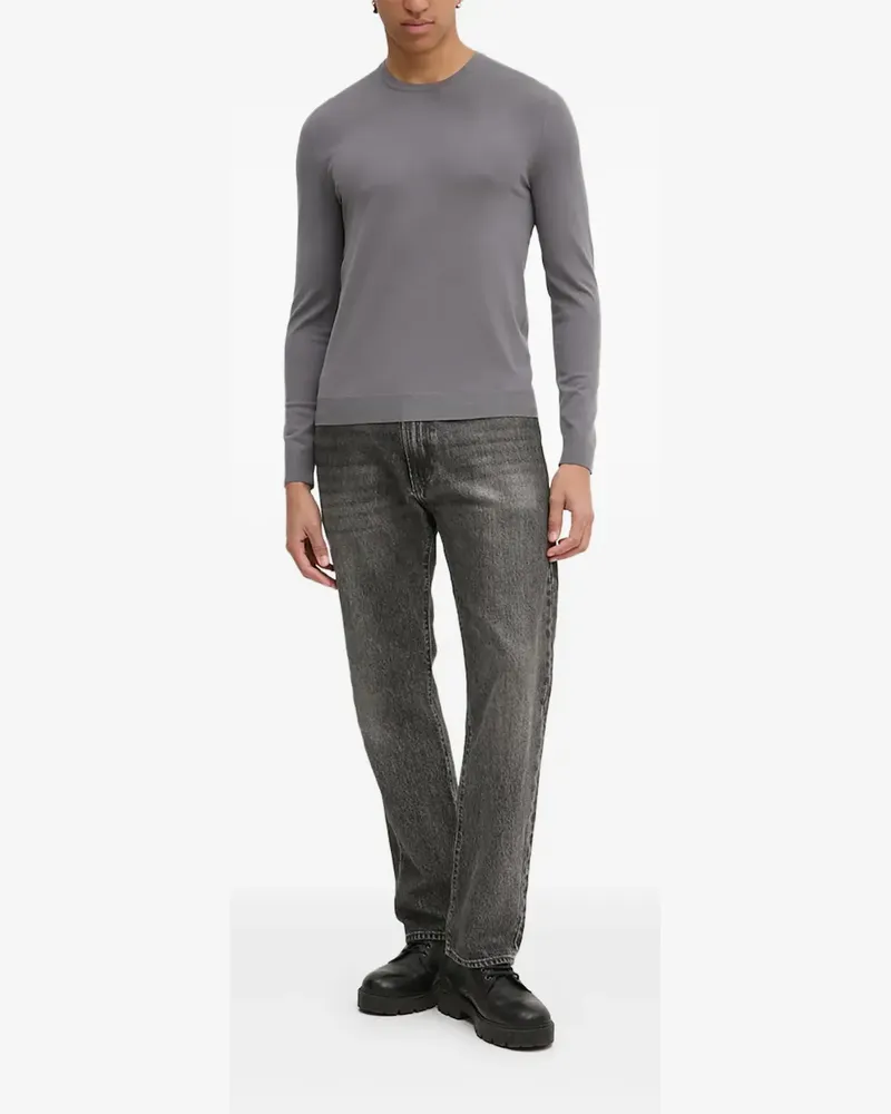 HUGO BOSS Langärmeliger Pullover mit rundem Ausschnitt - Grau Grau