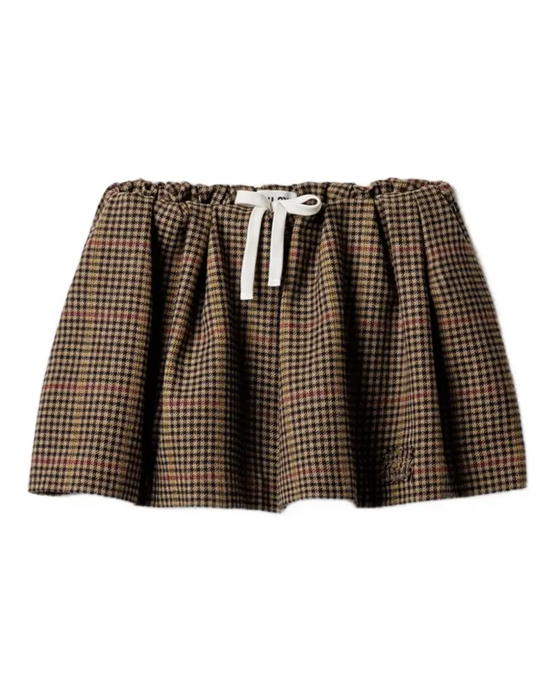 Miu Miu Karierter Minirock mit Raffungen - Braun Braun