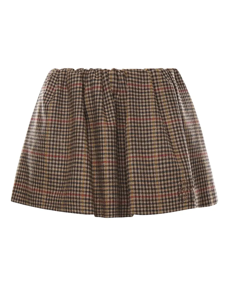 Miu Miu check gathered mini skirt - Braun Braun
