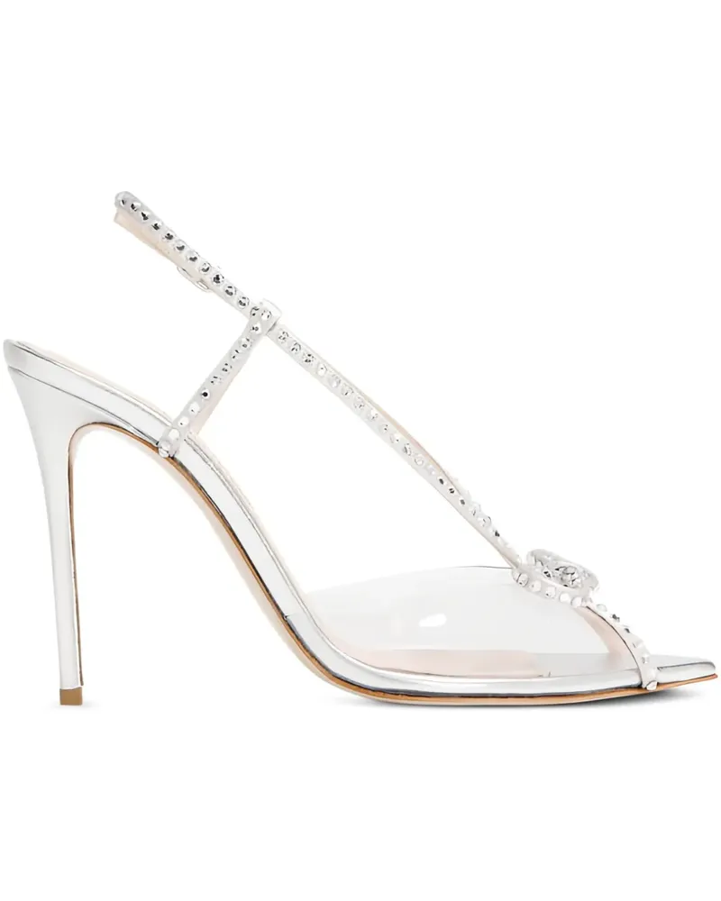 Andrea Wazen Kay Sandalen mit kristallverzierter Schleife 105mm - Weiß Weiß
