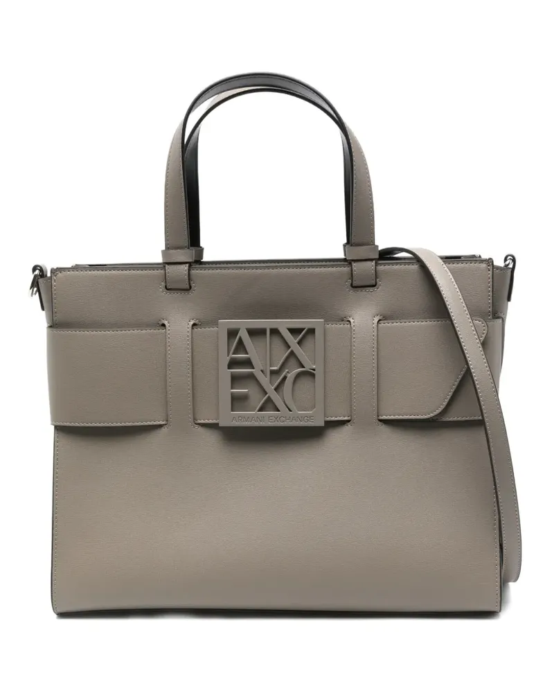 Armani Exchange Shopper mit Logo-Schild - Grau Grau