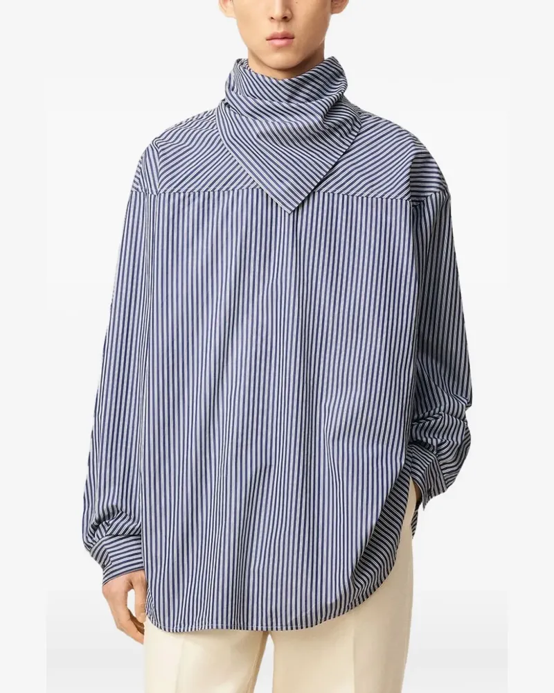 AMI Paris Gestreiftes Hemd mit Bandana-Kragen - Blau Blau