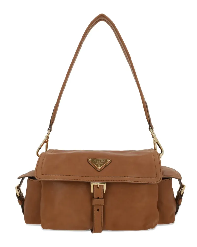 Prada medium Explore buckle leather shoulder bag - Braun Braun