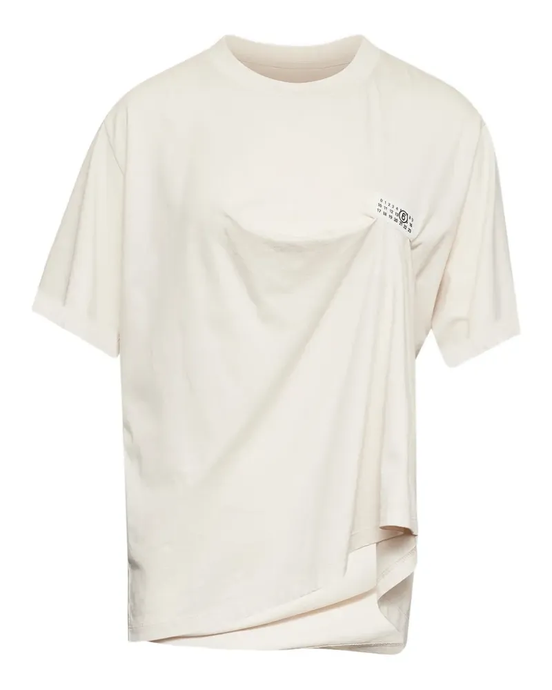 Maison Margiela draped logo-patch T-shirt - Nude Nude