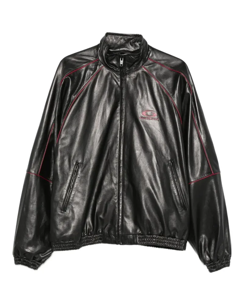Balenciaga Schwarze Lederjacke Schwarz
