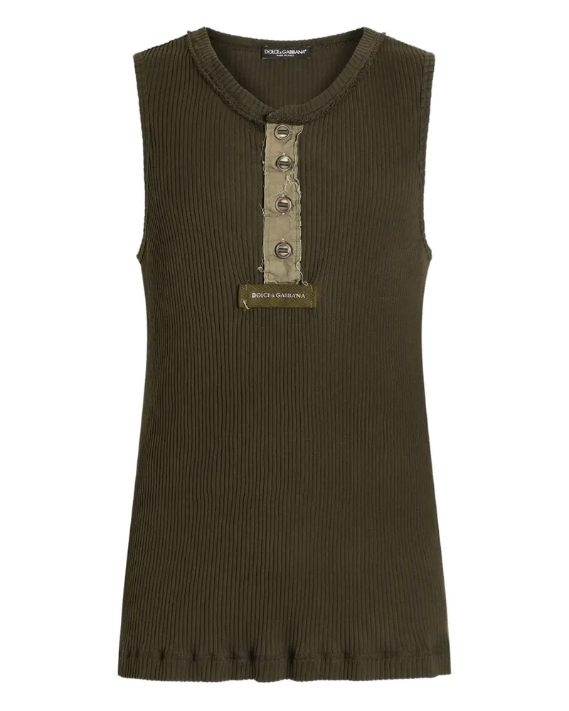 Dolce & Gabbana Geripptes Top mit Knöpfen - Grün Grün