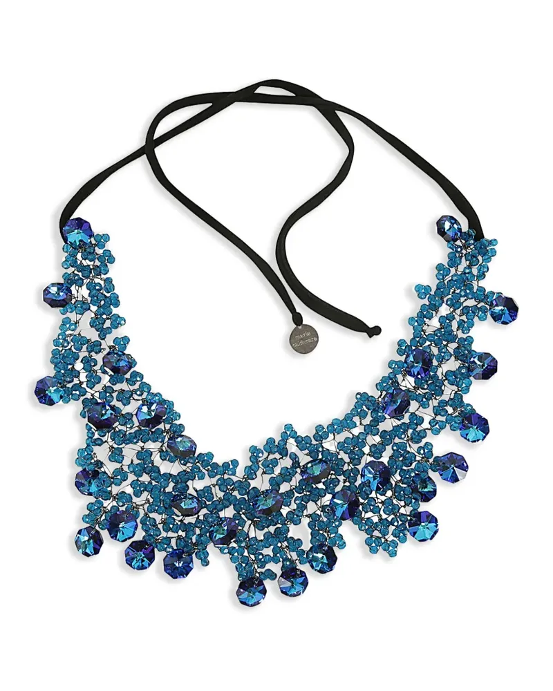 Maria Calderara Kristallverzierter Body mit Perlen - Blau Blau