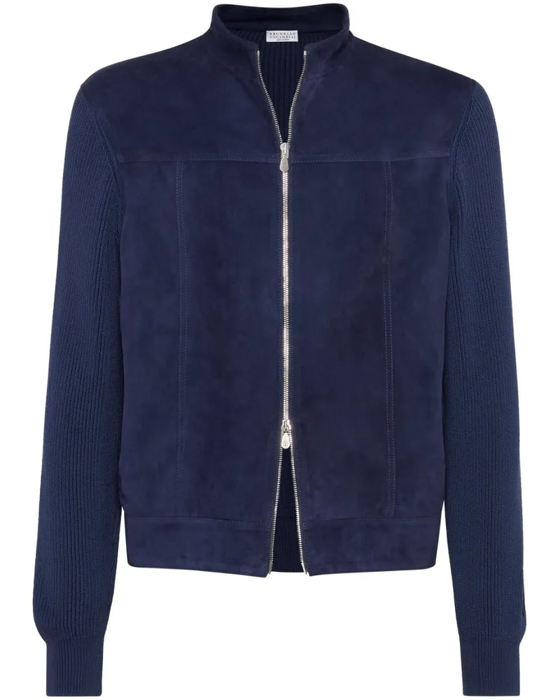 Brunello Cucinelli Bomberjacke aus Wildleder - Blau Blau