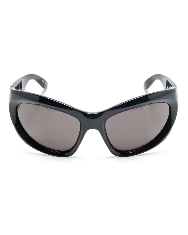 Balenciaga Wrap Sonnenbrille mit D-Gestell - Schwarz Schwarz