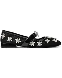 Versace Gianni Ribbon Ballerinas mit Kristallen Schwarz