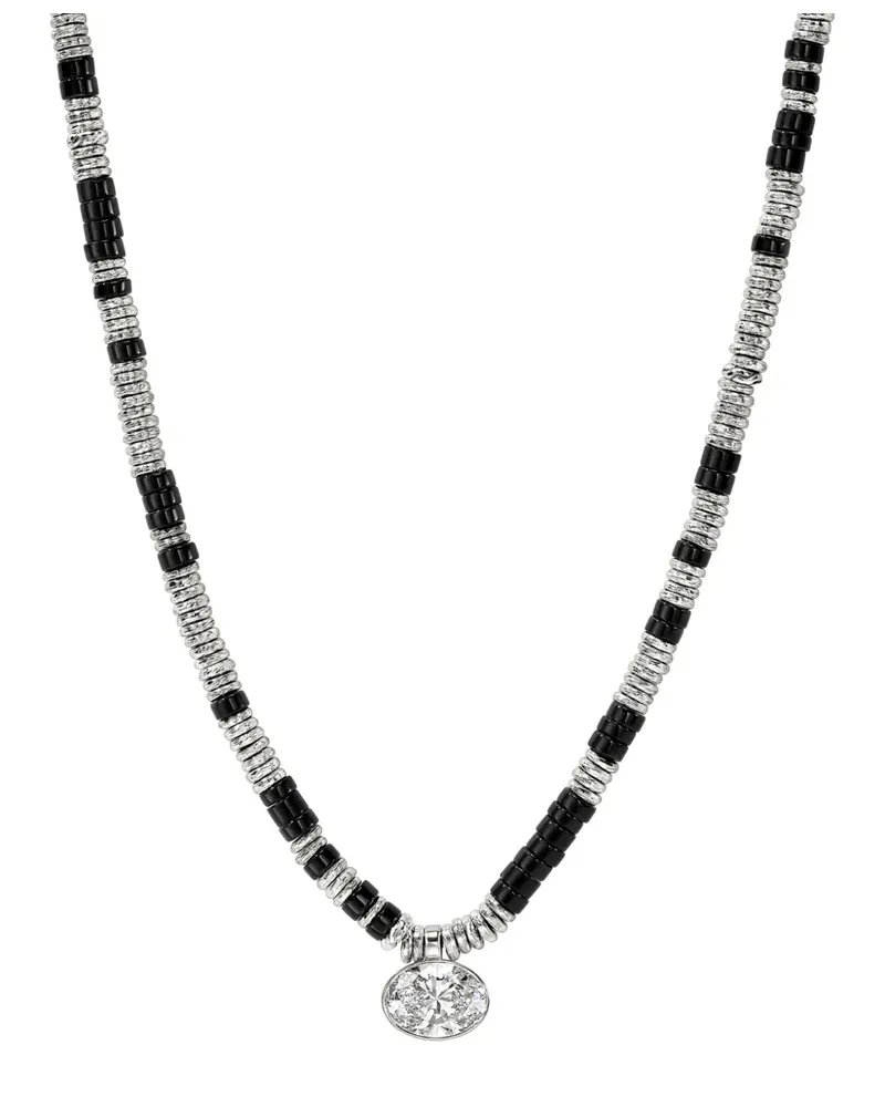 John Hardy Lovestruck™ Heishi Sterlingsilber-Halskette mit Diamantanhänger Silber