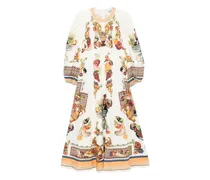 Mercado Puffärmel-Midikleid mit Früchte-Print - Weiß