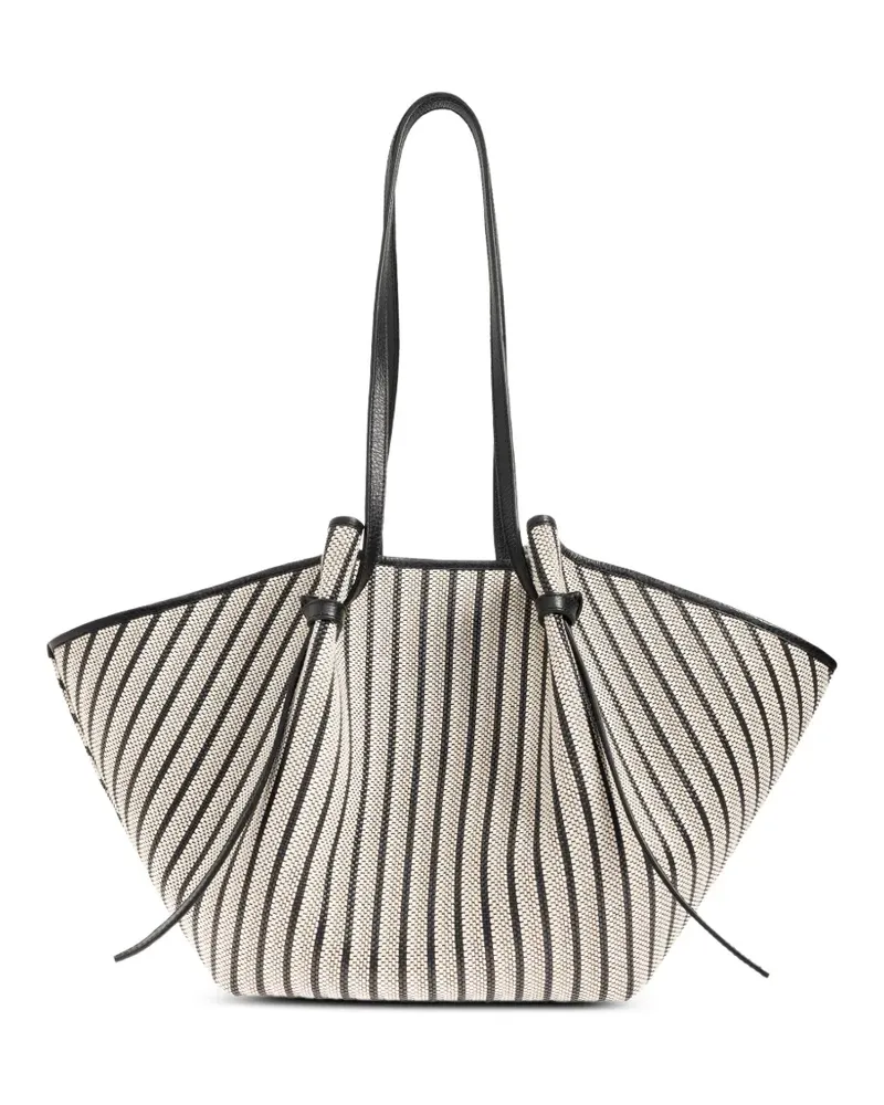 YUZEFI large Mochi striped woven shoulder bag - Nude Nude