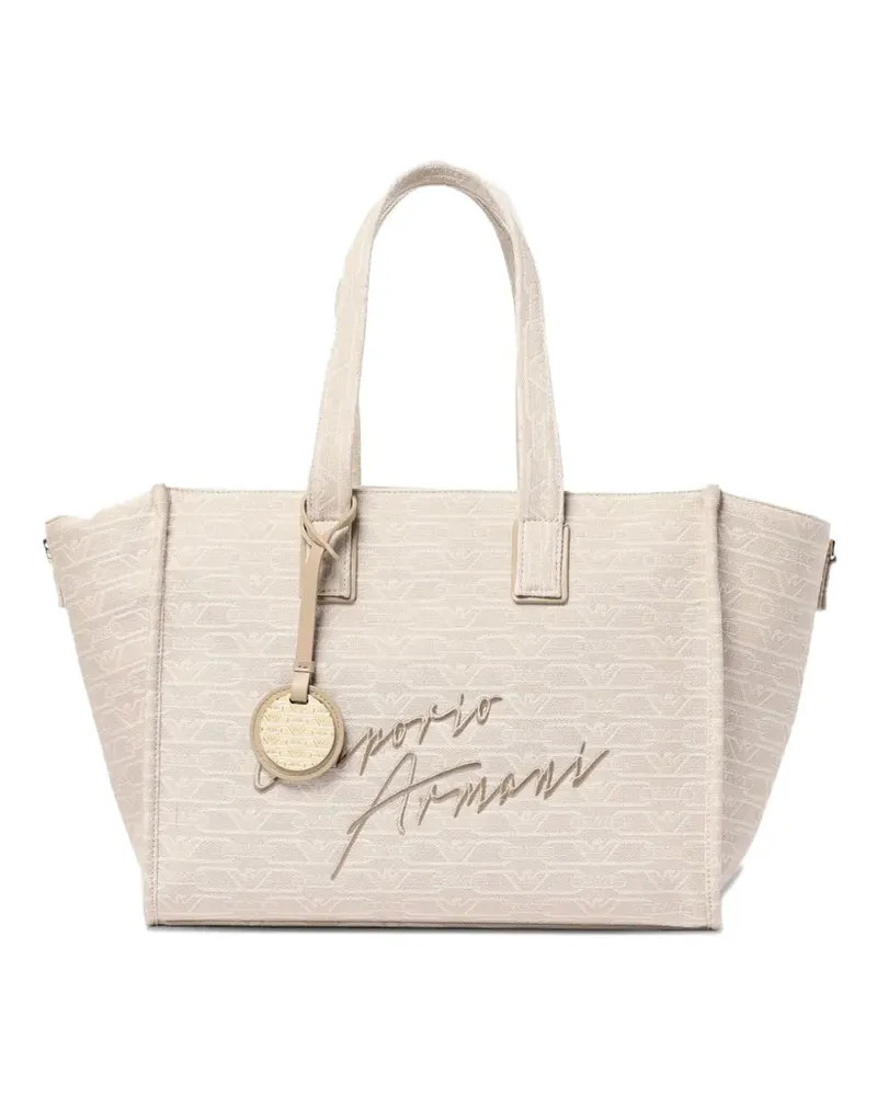 Emporio Armani Shopper mit Logo-Schild - Nude Nude