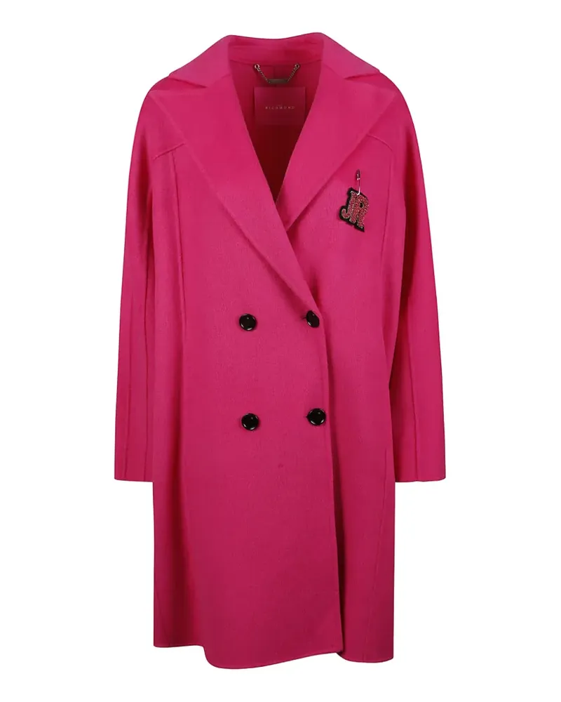 John Richmond Doppelreihiger Mantel mit Logo-Patch - Rosa Rosa