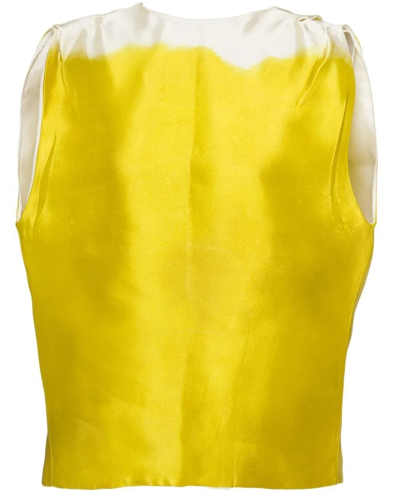 Prada Zweifarbige Bluse aus Seidensatin - Grün Grün