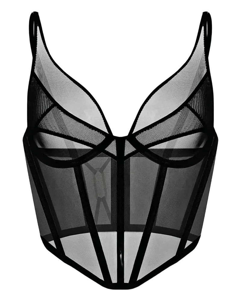 Zhilyova Corsage mit Mesh-Einsätzen - Schwarz Schwarz