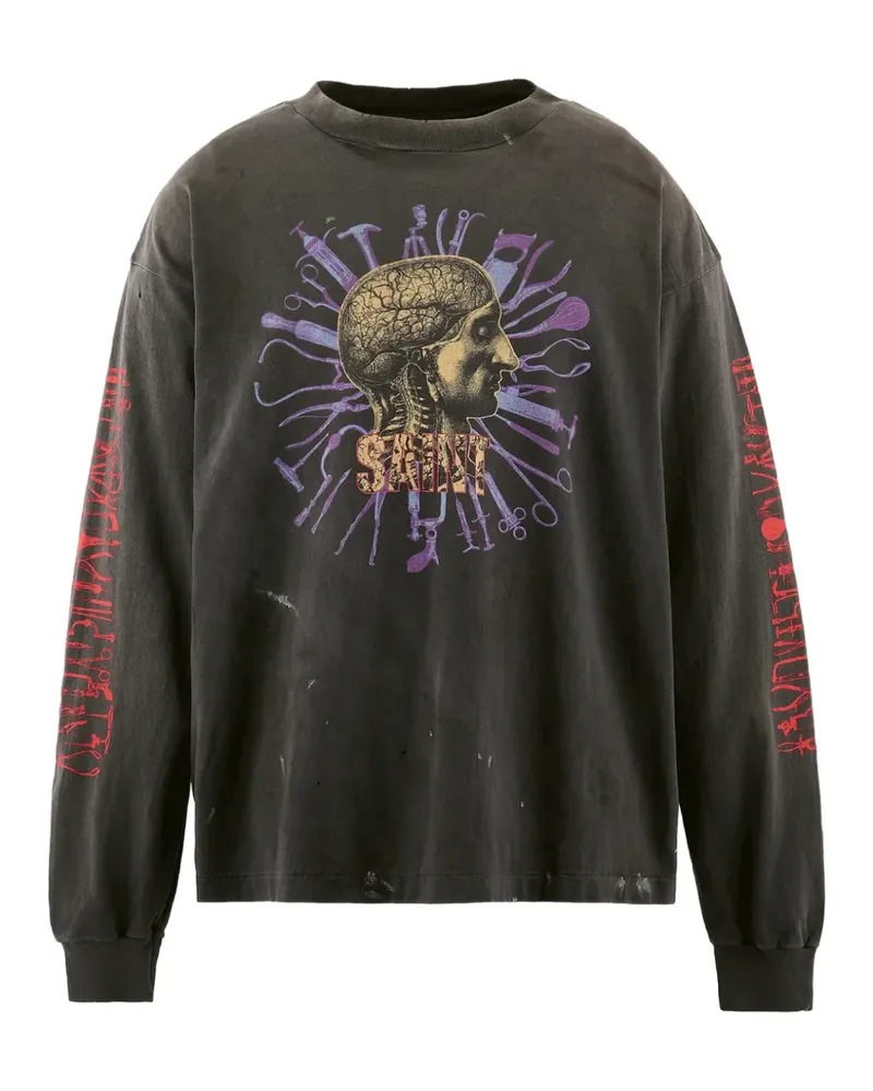 SAINT MXXXXXX Langarmshirt mit Print - Grau Grau