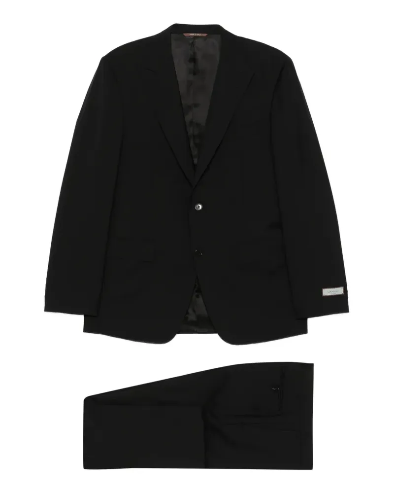 Canali Einreihiger Anzug mit Logo-Patch - Schwarz Schwarz