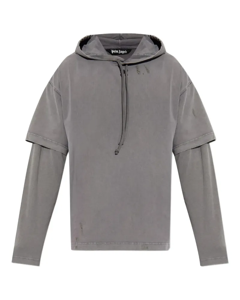 Palm Angels Hoodie im Layering-Look - Grau Grau