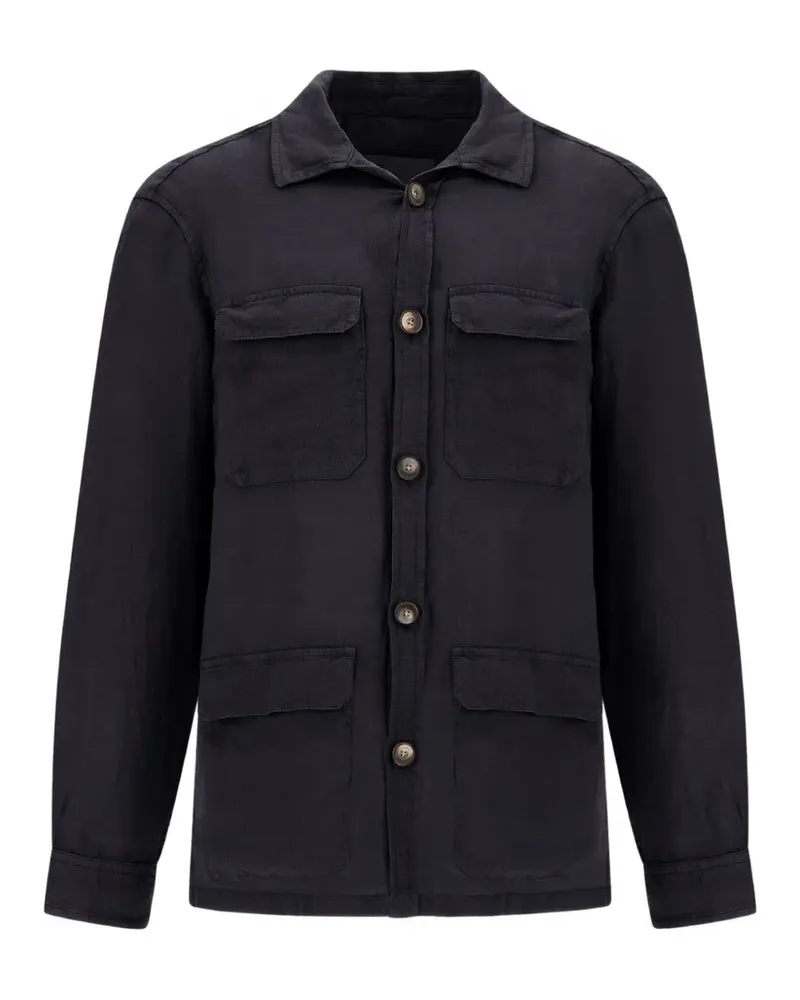 Herno Hemdjacke aus Leinen - Blau Blau