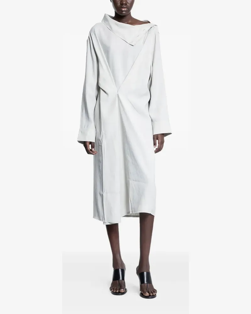 Studio Nicholson Drapiertes Leat Kleid mit Stehkragen - Grau Grau