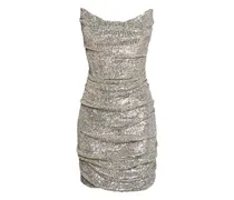 Gerafftes Minikleid mit Pailletten - Silber