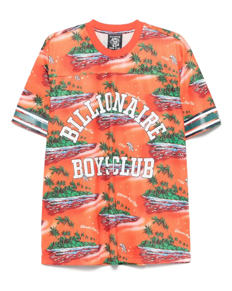Billionaire Boys Club Football-T-Shirt mit Tropical Island-Print - Orange Orange
