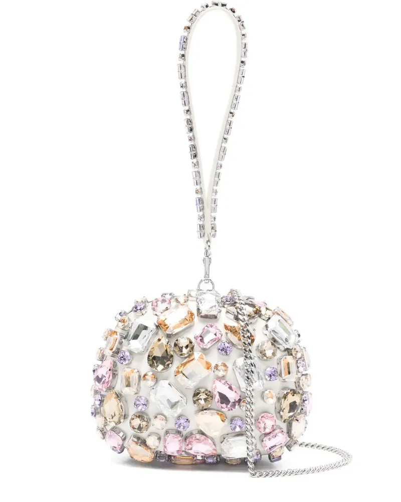 Self-Portrait Clutch mit Kristallen - Weiß Weiß