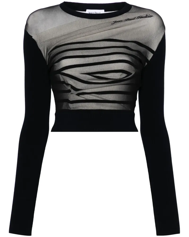 Jean Paul Gaultier Marinère Cropped-Pullover - Schwarz Schwarz