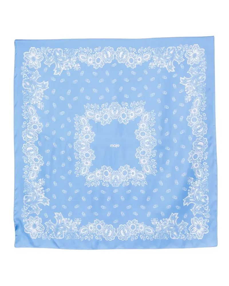 Maje Schal mit Blumen-Print - Blau Blau