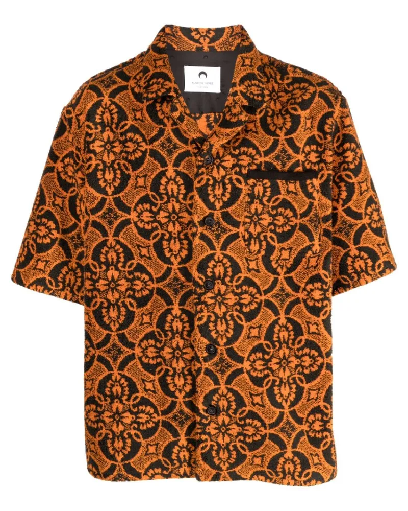 Marine Serre Hemd mit Oriental Towels-Print - Orange Orange