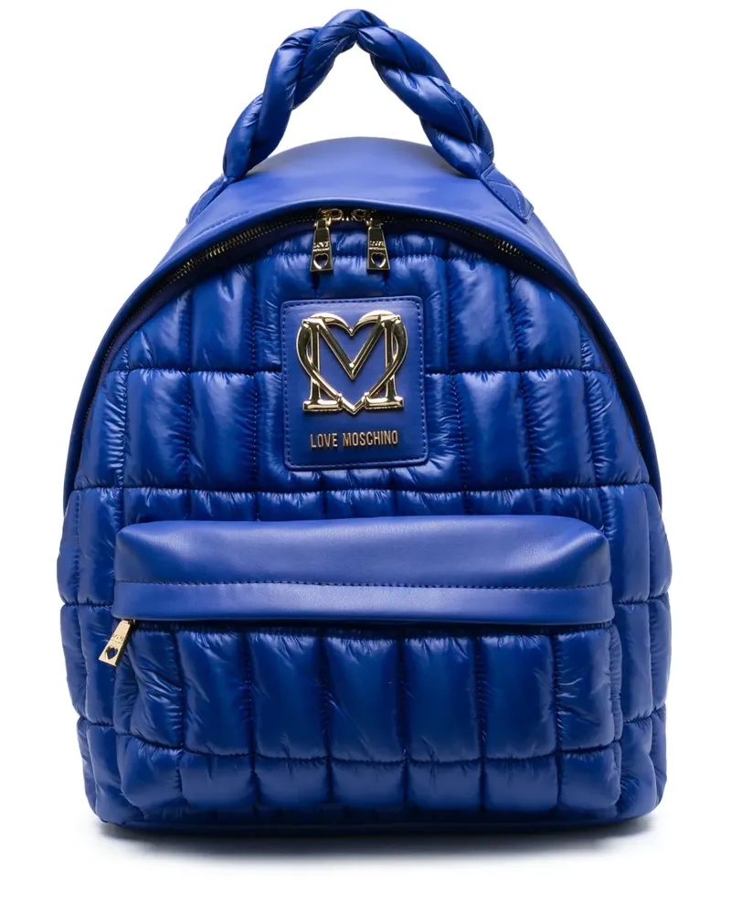 Moschino Gesteppter Rucksack mit Flechtriemen - Blau Blau